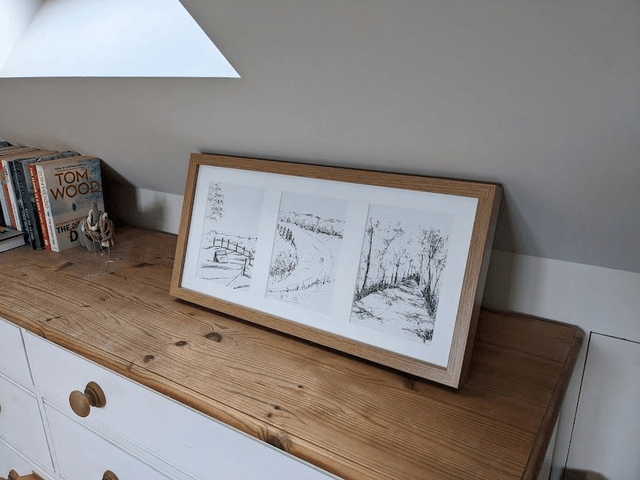 Sketch triptych of the Devils Punch Bowl  