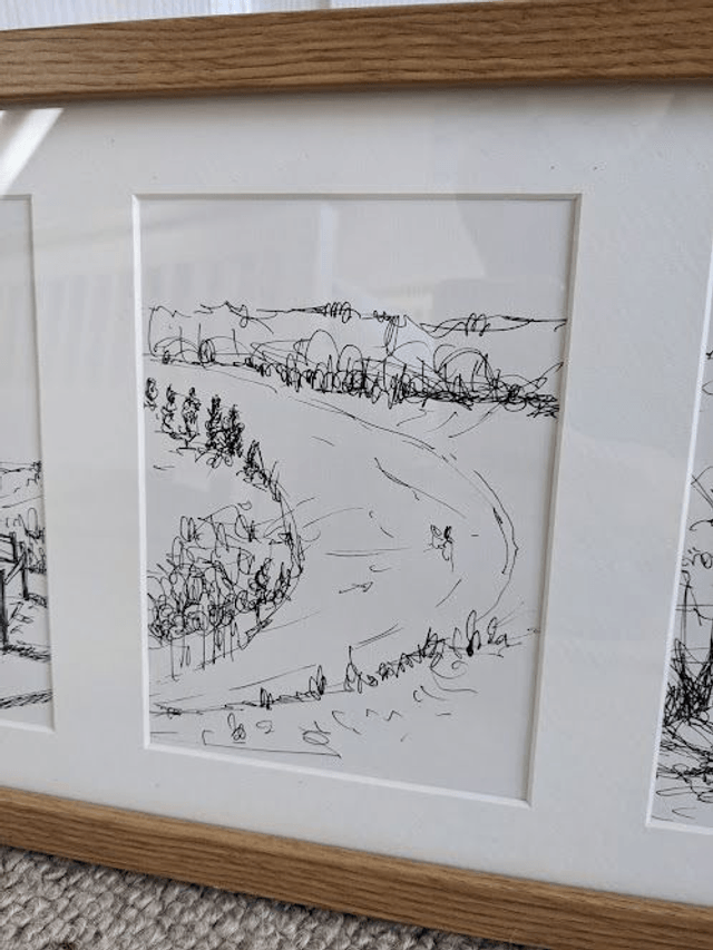Sketch triptych of the Devils Punch Bowl  