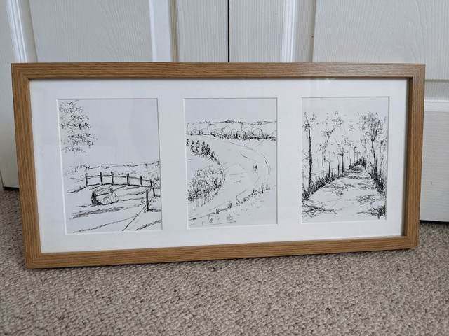 Sketch triptych of the Devils Punch Bowl  