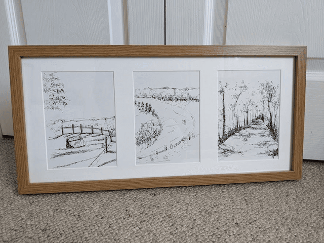 Sketch triptych of the Devils Punch Bowl  